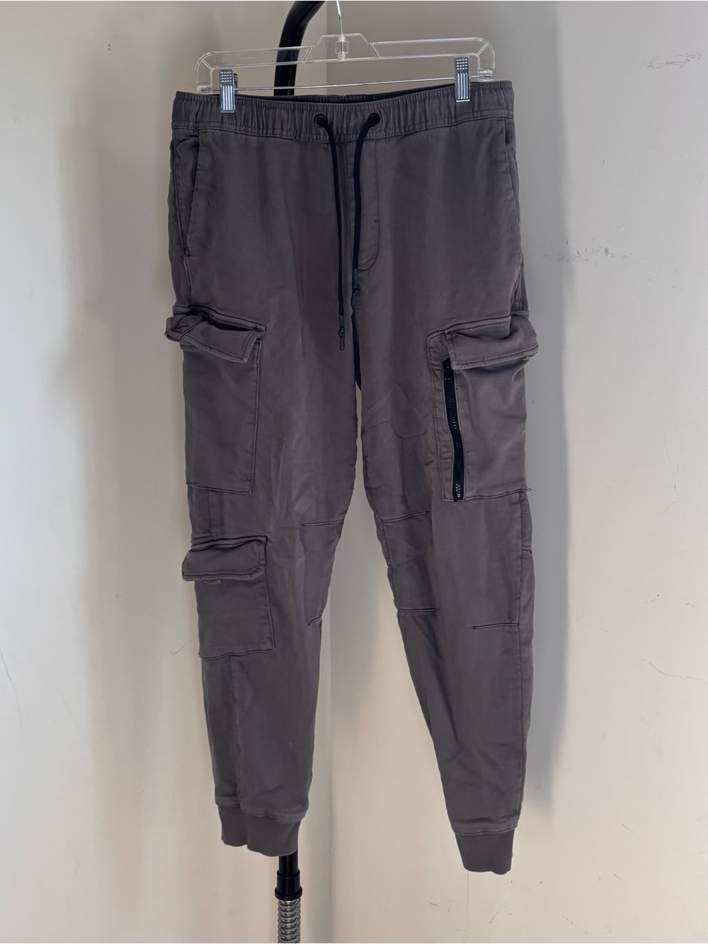 Bershka Men’s Dark Gray Cargo Joggers with Zip Pocket
